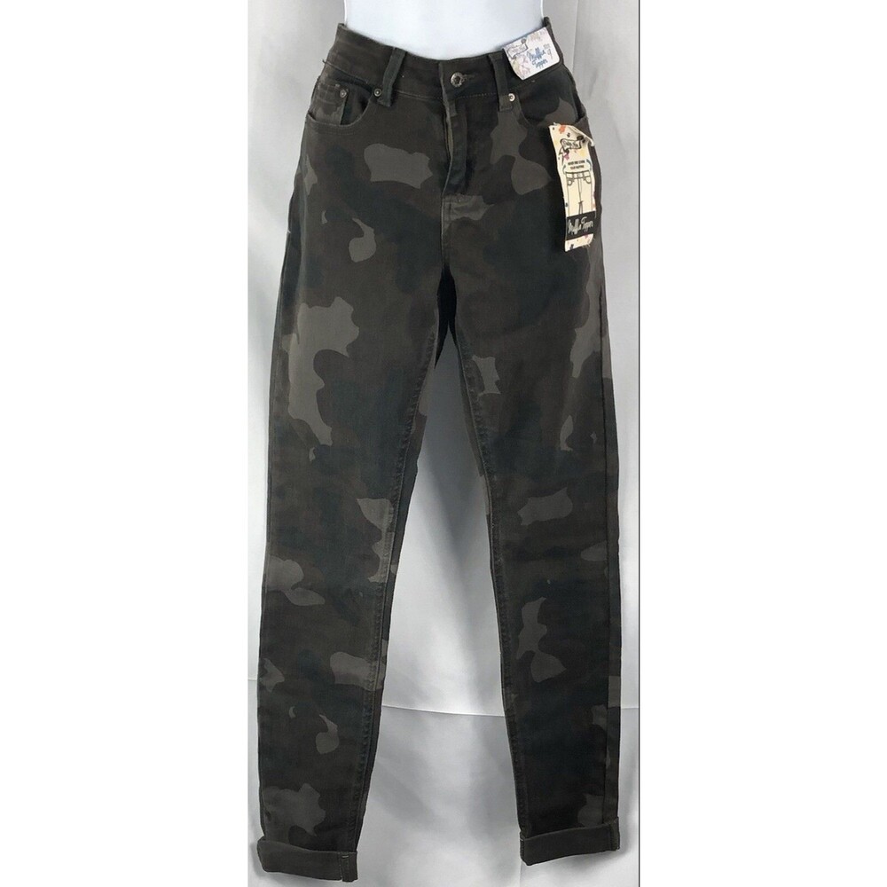 NWT Indigo Rein Jeans Pants 9 Camo Cuff Taper Leg 28W Grunge Y2K Army GorpCore